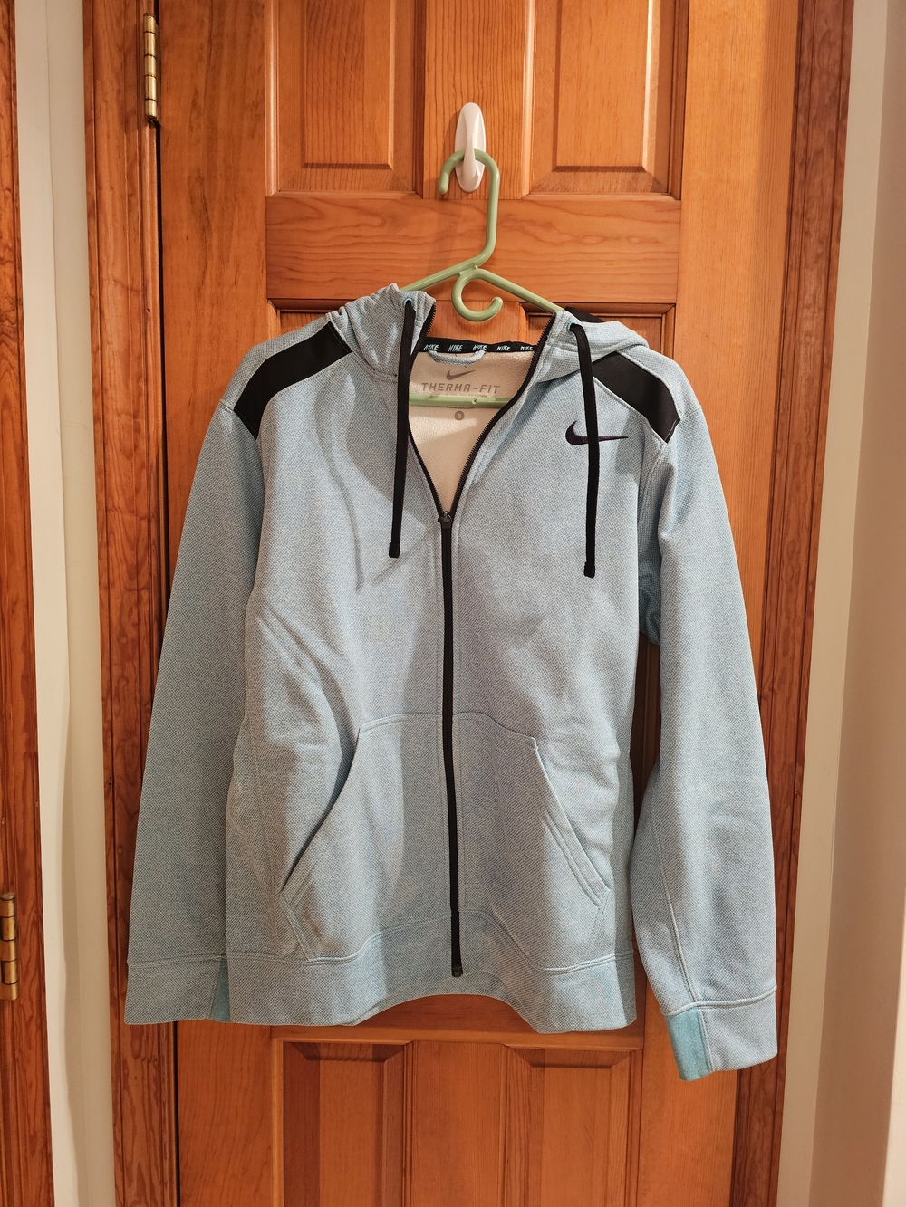 Nike Light Blue and Black Therma-Fit Full-Zip Hoodie